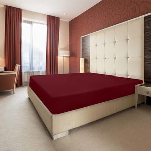 Hoeslaken 180 x 200 cm - Bordeaux Rood - geborsteld microvezel hoeslaken - 35 cm diepte hoes