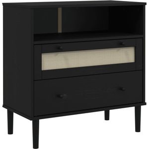 vidaXL Dressoir SENJA rattan-look 80x40x80 cm massief grenenhout zwart