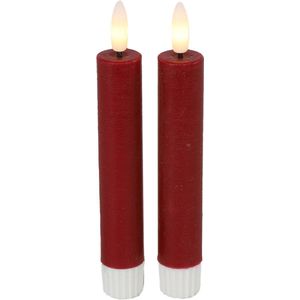 Countryfield Led dinerkaarsen - 2x st- rood -H15cm - afstandsbediening
