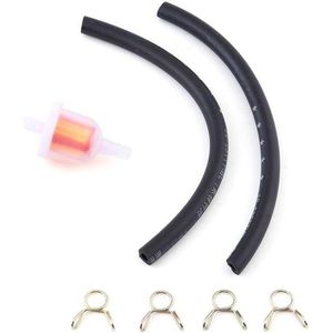 Oliefilter Universeel Motorfiets Kunststof + Rubber + Metaal Benzine Brandstoffilter Kit Met Slangklemmen Helder filter en zwarte slang