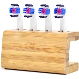 Gebogen elektrische tandenborstelkophouder - bamboe opberghouder - 1 stuk - bamboe - gebogen ontwerp