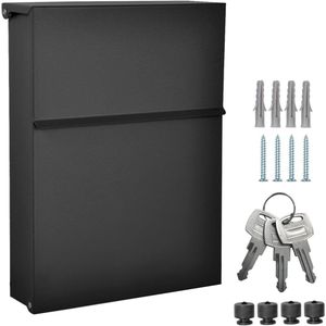 Famanu Designer brievenbus wandbrievenbus zonder krantenvak zwart mat RAL 9017 Mini 30x23 cm