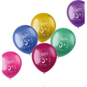 Folat - ballonnen Shimmer 5 Jaar Meerkleurig 33 cm - 6 stuks