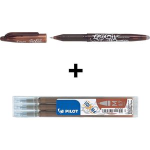 Pilot Bruine FriXion Ball 0.7mm Uitwisbare Pen + 3 stuks Navul inkt set