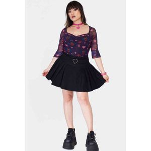 Jawbreaker - Heart Buckles Pleated Korte rok - L - Zwart