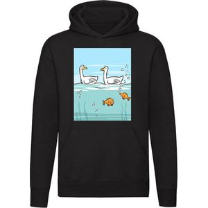 Zwaan laat een scheet Hoodie - vis - grapje - eend - grappig - trui - sweater - capuchon