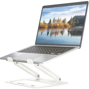 Verstelbare laptopstandaard - Ergonomische, draagbare notebook riser met efficiënte koeling, hoogwaardige constructie van koudgewalst staal, melkwit