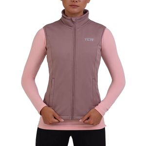 TCA Dames Flyweight Winddicht Hardloop Fiets Gilet met Ritszakken - Bruin, XL