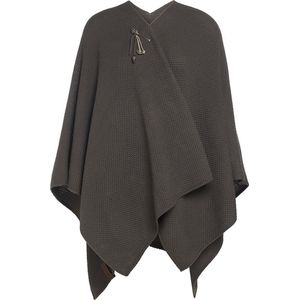 Knit Factory Jazz Gebreid Omslagvest - Dames Poncho - Wikkelvest - Gebreide bruine poncho - Gebreide mantel - Winter poncho - Dames cape - One Size - Taupe