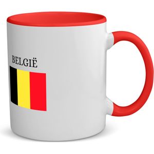 Akyol - belgie koffiemok - theemok - rood - Brussel - belgen - embleem belgische vlag - toeristen - - 350 ML inhoud