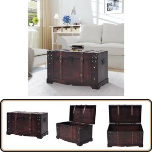 vidaXL Schatkist Vintage Stijl - 66x38x40 cm Hout Opslagkast - Opbergbox - Vintage Kast - Houten Kist - Bruine Kast
