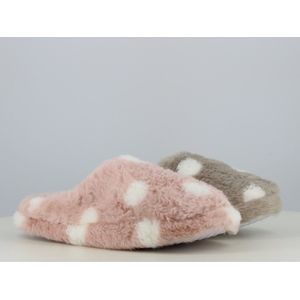 Dames pantoffels - warme zachte fleece instap huisslofen - antislip - roze - maat 38