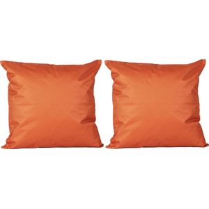 2x Bank/sier kussens voor binnen en buiten in de kleur oranje 45 x 45 cm - Tuin/huis kussens