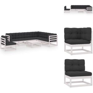 vidaXL Loungeset - Loungesets - Tuinsets - Tuinsets - 8-delige Loungeset met kussens massief grenenhout wit