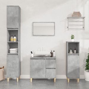 The Living Store Badkaastenset - Betongrijs - 65 x 33 x 60 cm (B x D x H) - Trendy ontwerp - Duurzaam materiaal