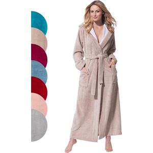 Goodivery ® - Kamerjas - Extra lange damesbadjas met capuchon voor luxueus comfort - Beige - Small