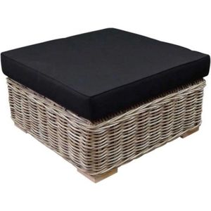 Nissah voetenbank 75x75xH43 cm naturel rotan - olefin black