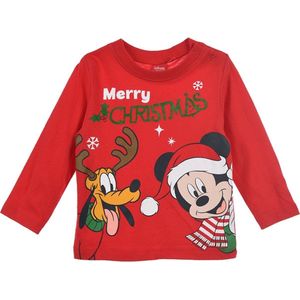 Disney - Mickey Mouse en Pluto  - baby/peuter - longsleeve - rood - maat 12 mnd (74)