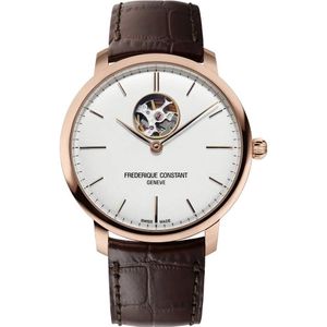 Frédérique Constant Slimline Heart Beat FC-312V4S4 Horloge - Leer - Bruin - Ø 40 mm