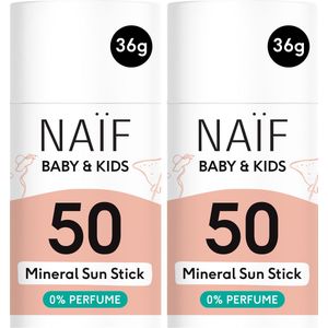 Naïf - Minerale Zonnebrand Stick Voordeelset - Baby's & Kinderen - 0% parfum - SPF50 - 2x36gr