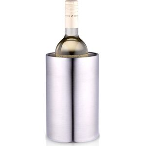 Alpina Champagne & wijnfles koeler/ijsemmer - zilver - rvs - H19 x D12 cm