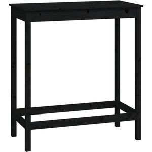 vidaXL Bartafel - Massief Grenenhout - Zwart Bartafel - Houten Bartafel - Grenenhouten Bartafel - Zwarte Bartafel - Salontafel
