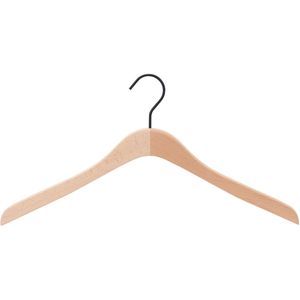 Beukenhout kledinghanger voor dames en herenkledij, 44 cm breedte, zwarte haak - doos van 50 stuks