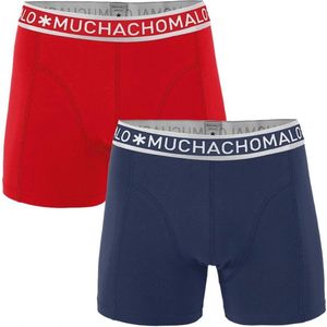 Muchachomalo Solid Jongens Boxershorts - 2 pack - Grafiet blauw/Rood - 134/140