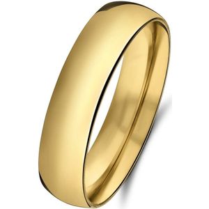 Lucardi Dames Stalen goldplated ring 5mm - Ring - Staal - Goud - 15 / 47 mm