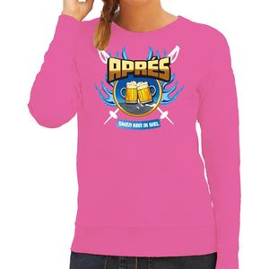 Bellatio Decorations Apres ski sweater/trui voor dames - apres skien kan ik wel - roze - wintersport XS