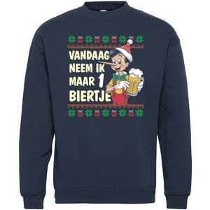 Kersttrui Vandaag 1 Biertje | Foute Kersttrui Dames Heren | Kerstcadeau | Kerstpakket | Navy | maat S