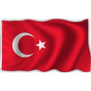 New Age Devi - Turkse Vlag - 90x150cm - Sterke Kwaliteit - Originele Kleuren - Incl Bevestigingsringen - Turkije Flag