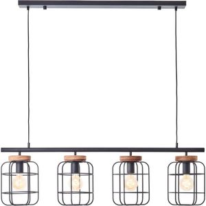 Brilliant Gwen - Hanglamp - E27 max 4x40W - Zwart/Hout