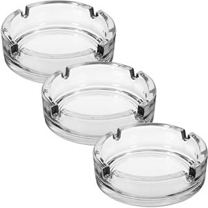 Alessandro Asbak - rond - glas - 6x stuks - 11 cm - binnen/buiten - asbakken