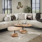 Hoyz Collection - Salontafel Set-2 Driehoekig Blad - Massief Acacia Naturel