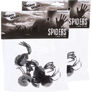 Enge Halloween nep/namaak spinnen - set 8x stuks - zwart - plastic - insecten/dieren