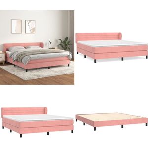 vidaXL Boxspring met matras fluweel roze 180x200 cm - Boxspring - Boxsprings - Bed - Slaapmeubel