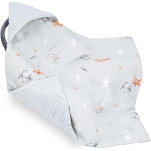 Baby Wikkeldeken Minky 90x90 Cm - Warme Omslagdoek Met Teddybeerprint - Comfortabele Voetenzak Voor Autostoel En Kinderwagen - Hele Jaar Bruikbaar