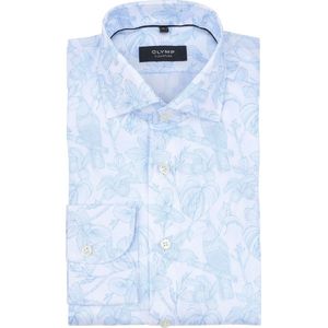 Olymp Signature Twill Overhemd Print Lichtblauw - Maat 42 - Heren - Overhemden Formeel