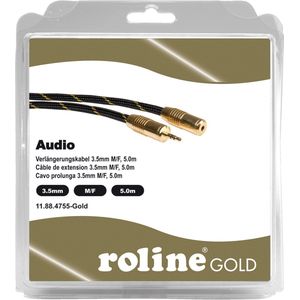 ROLINE GOLD 3,5 mm audio verlengkabel M/F, Retail Blister, 5 m