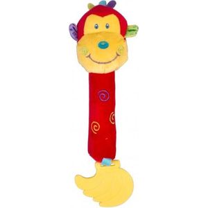 Eddy Toys - Pluche Rammelaar - Aap - 19 Cm - Rood