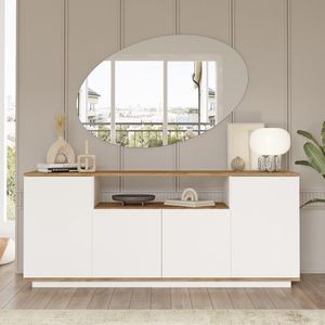 Vente-unique Buffetkast met 4 deuren en 1 plank - Licht naturel en wit - LOTULA L 180 cm x H 75 cm x D 44.5 cm