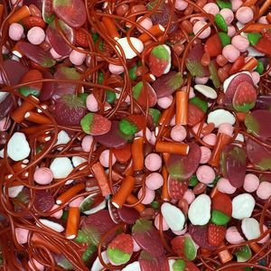 Roze Snoepmix Aardbeien- 1 Kilogram - Snoep - Snoepgoed - Snoeppot - Snoepzakjes - Haribo - Jake - Damel - Traktatie - Aardbei