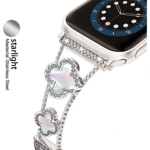 Diamant Armband en Metalen Riem voor Vrouwen | Geschikt voor Apple Watch Ultra2/41/40/38mm, Serie 8/7/SE/6/5/4/3 – Zilver