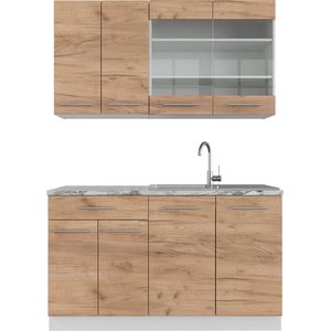 Vicco Fame-Line Eenpersoonskeuken – 140 cm , WB Marmer Eik goud/wit , WB Marmer