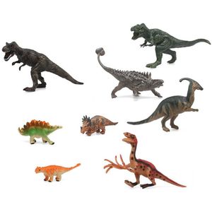 Atosa Speelgoed dinosaurussen dieren speelfiguren - set 8x stuks - kunststof - tussen 5 -13 cm - mix van dieren