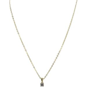 Silventi 9SIL-22227 Zilveren Ketting met Hangertje - Dames - Zirkonia - 4 mm Doorsnee - Wit - Ankerschakel - 40 + 5 cm - 1,1 mm Dikte - Zilver - Gold Plated (Verguld/Goud op Zilver)