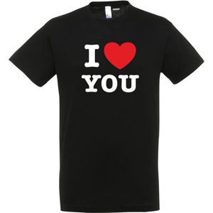 T-shirt I Love You | valentijn cadeautje voor hem haar | valentijn | valentijnsdag cadeau | Zwart | maat 4XL