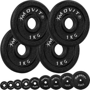 Halterschijven - Gewichten - Gewichten set - Gewichten fitness - Gewichten schijven - Gietijzer - 30 mm - 4x 1.0 kg - Zwart
