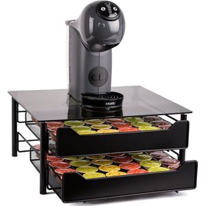 Swanza® Stoccaggio - Capsulehouder Dolce Gusto met Lade - Koffiecups Houder voor 72 Capsules - Dolce Gusto Capsulehouders - Donker Getint Rookglas